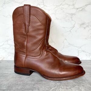 TECOVAS The Earl Calfskin Leather Brown Cowboy Boots Round Toe Men 11 D Bourbon